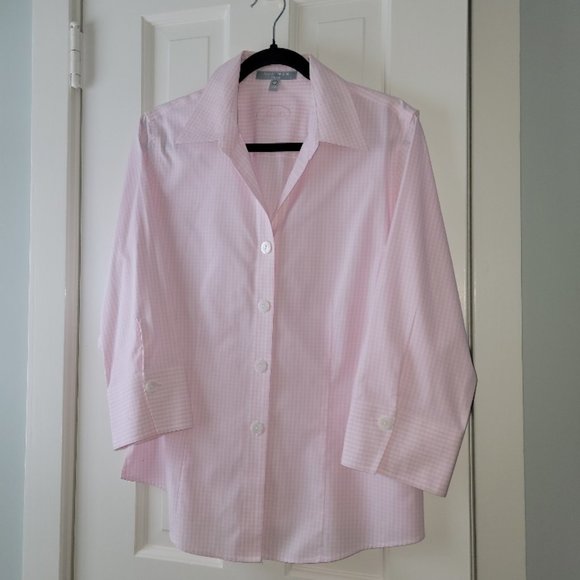 Foxcroft Women's Fitted Pink/White Checked Shirt NWOT Size 12 - Picture 1 of 13